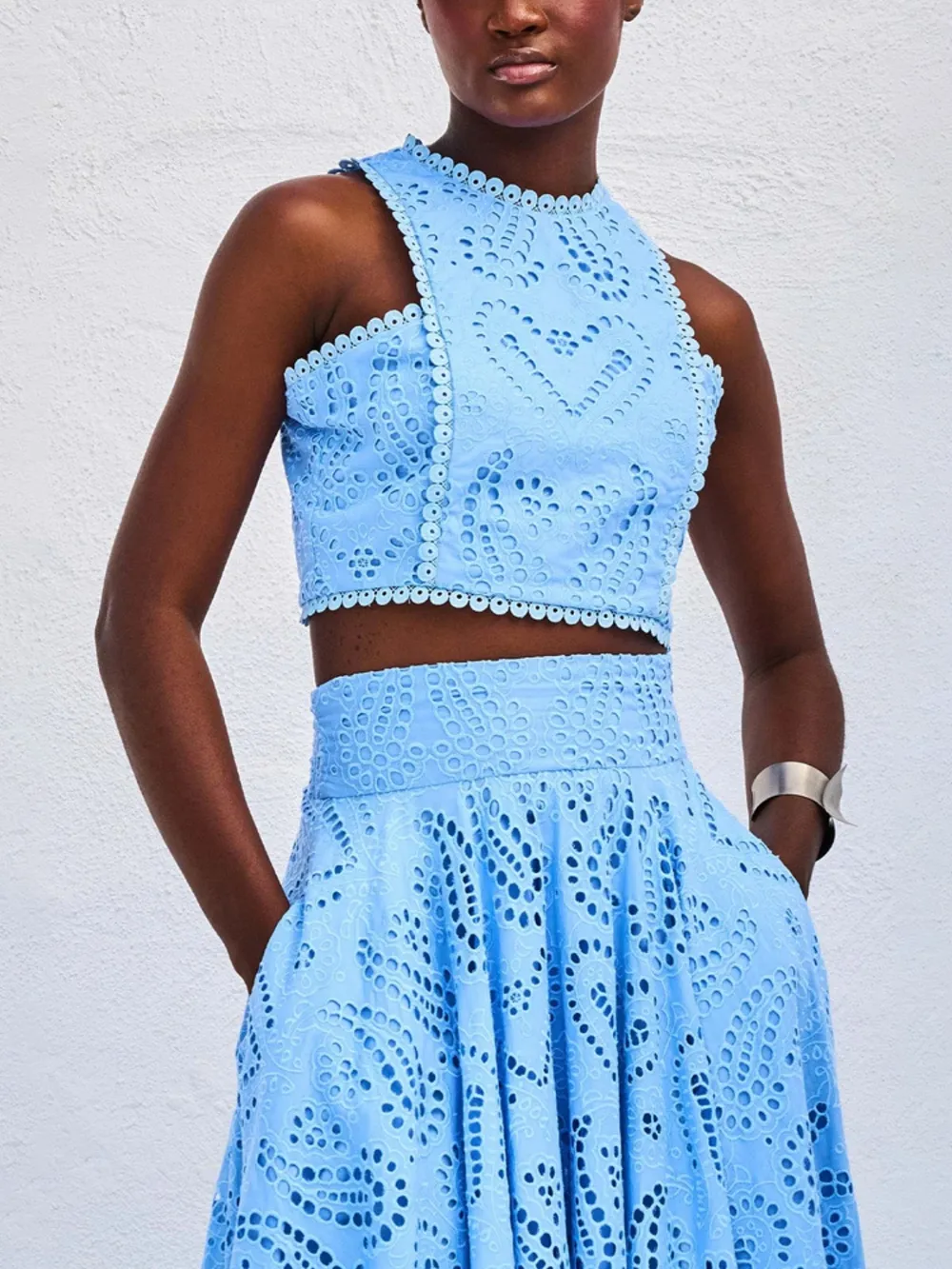 Eyelet Lace Top and Maxi Skirt Set, image 8