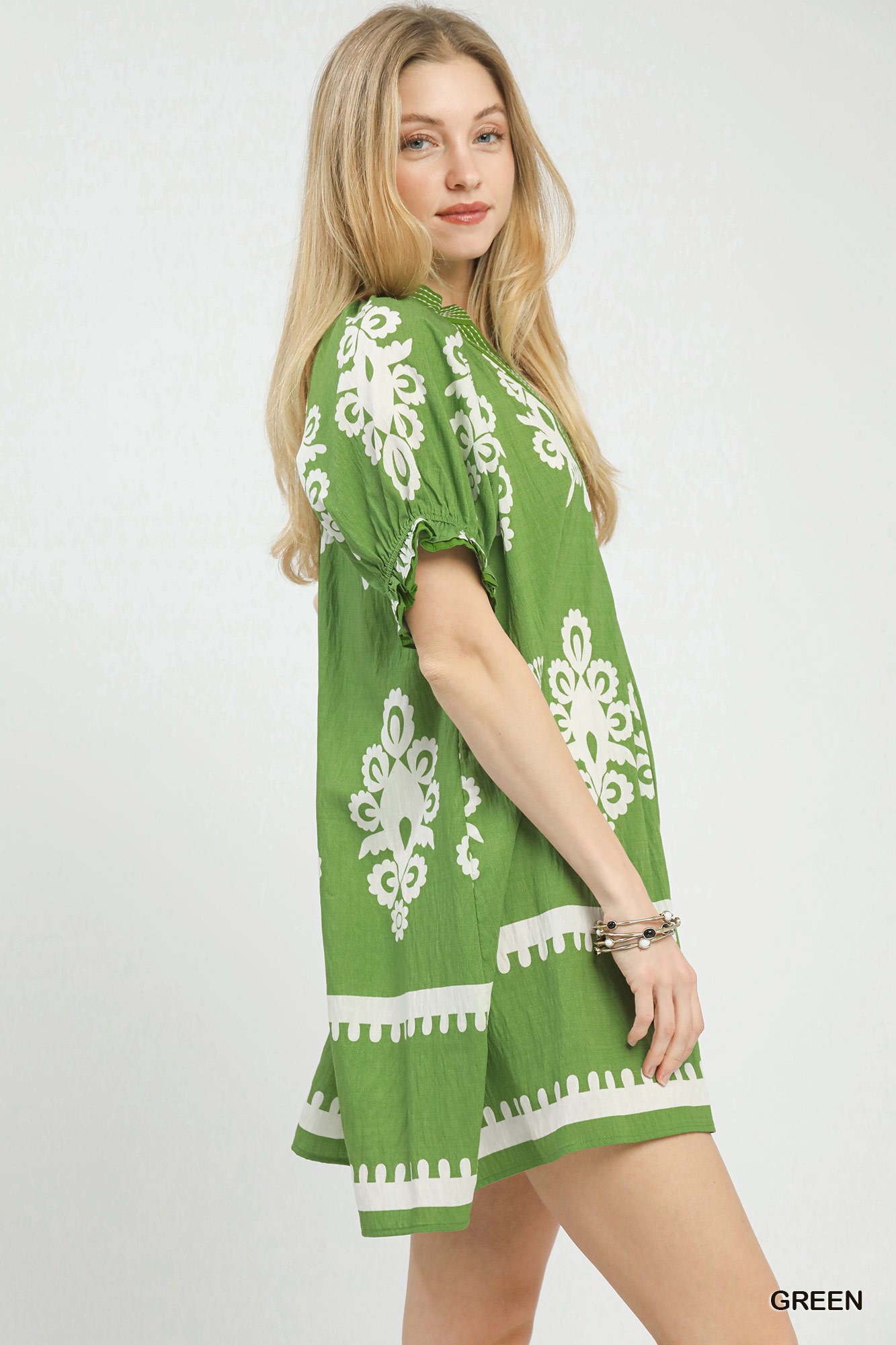 Two Tone Border Print Mini Dress, image 2