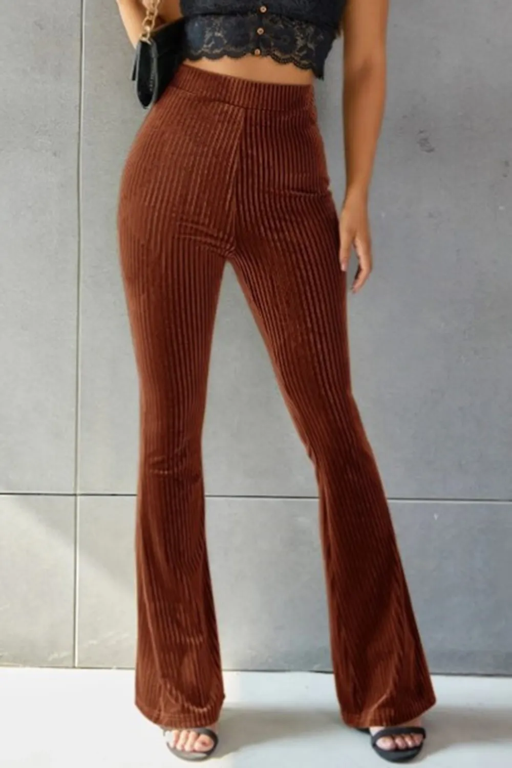 Ribbed High Waist Flare Pants, image 30