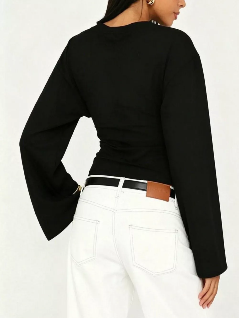 V-Neck Flare Sleeve Blouse, image 9