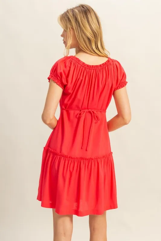Ruched Frill Tiered Short Sleeve Mini Dress, image 4