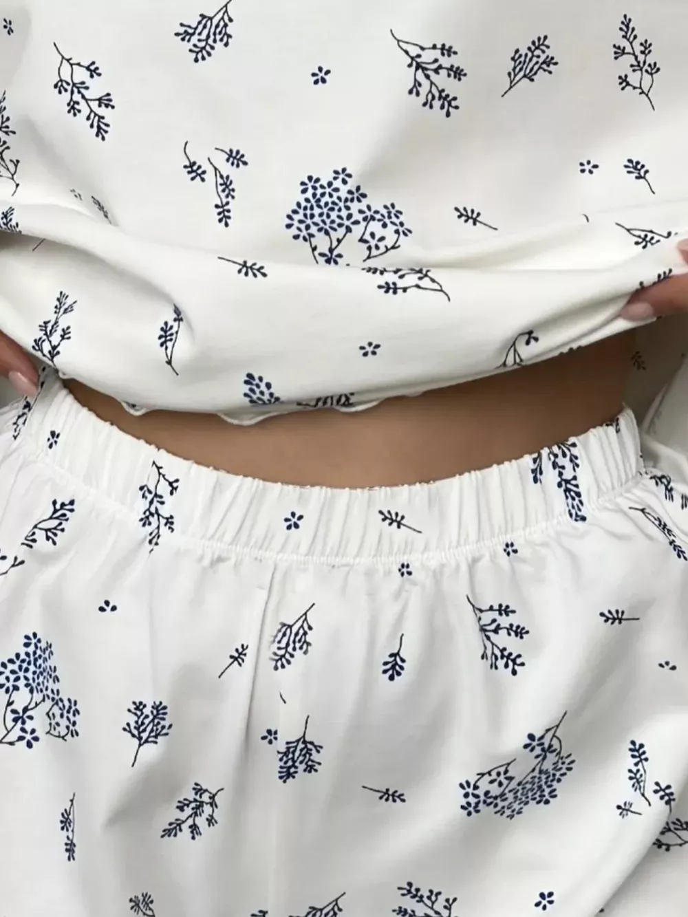 Floral Print Short Sleeve Top and Shorts Lounge Set, image 8