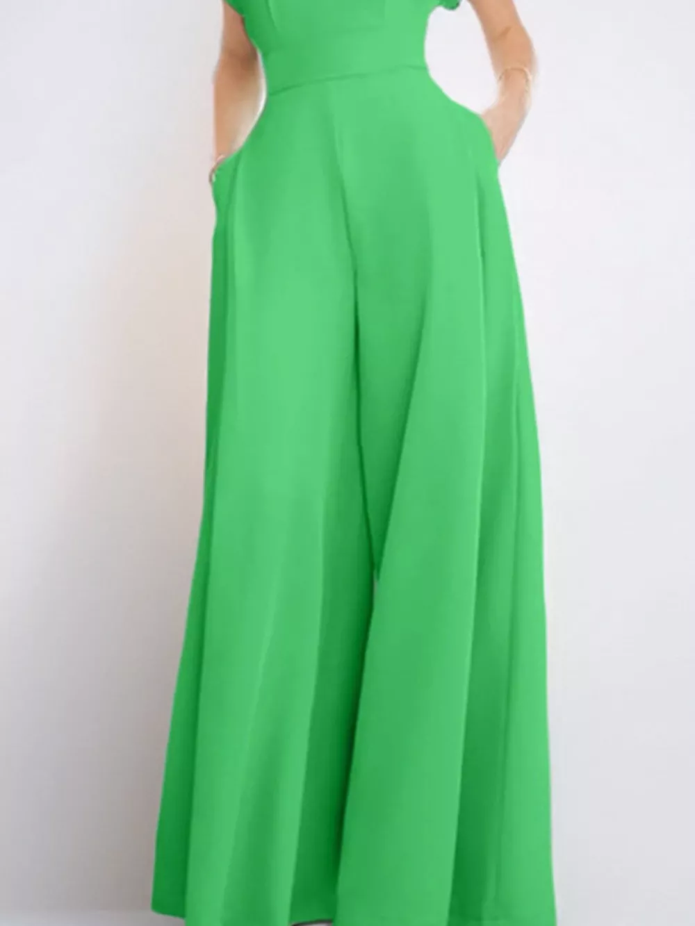 Full Size Notched Wide Leg Jumpsuit Plus Size, image 7