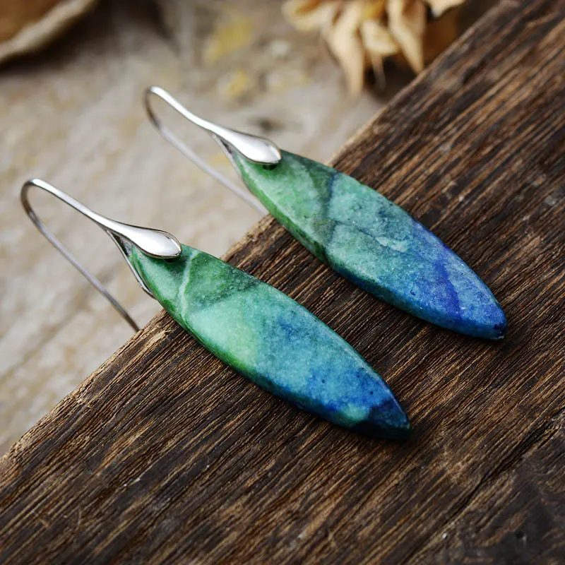 Copper Natural Stone Geometric Shape Earrings, image 2