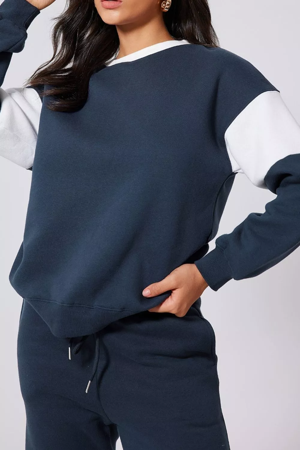 Drop Shoulder Loose Sweatshirt and Joggers Active Set, image 3