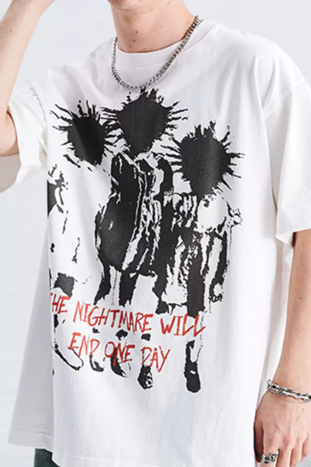 Men's Graphic Round Neck Oversized T-Shirt, image 2