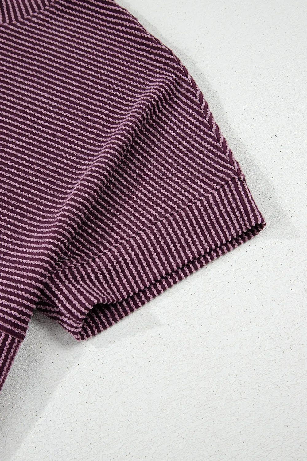 Corded Knit Mock Neck Short Sleeve T Shirt, image 4
