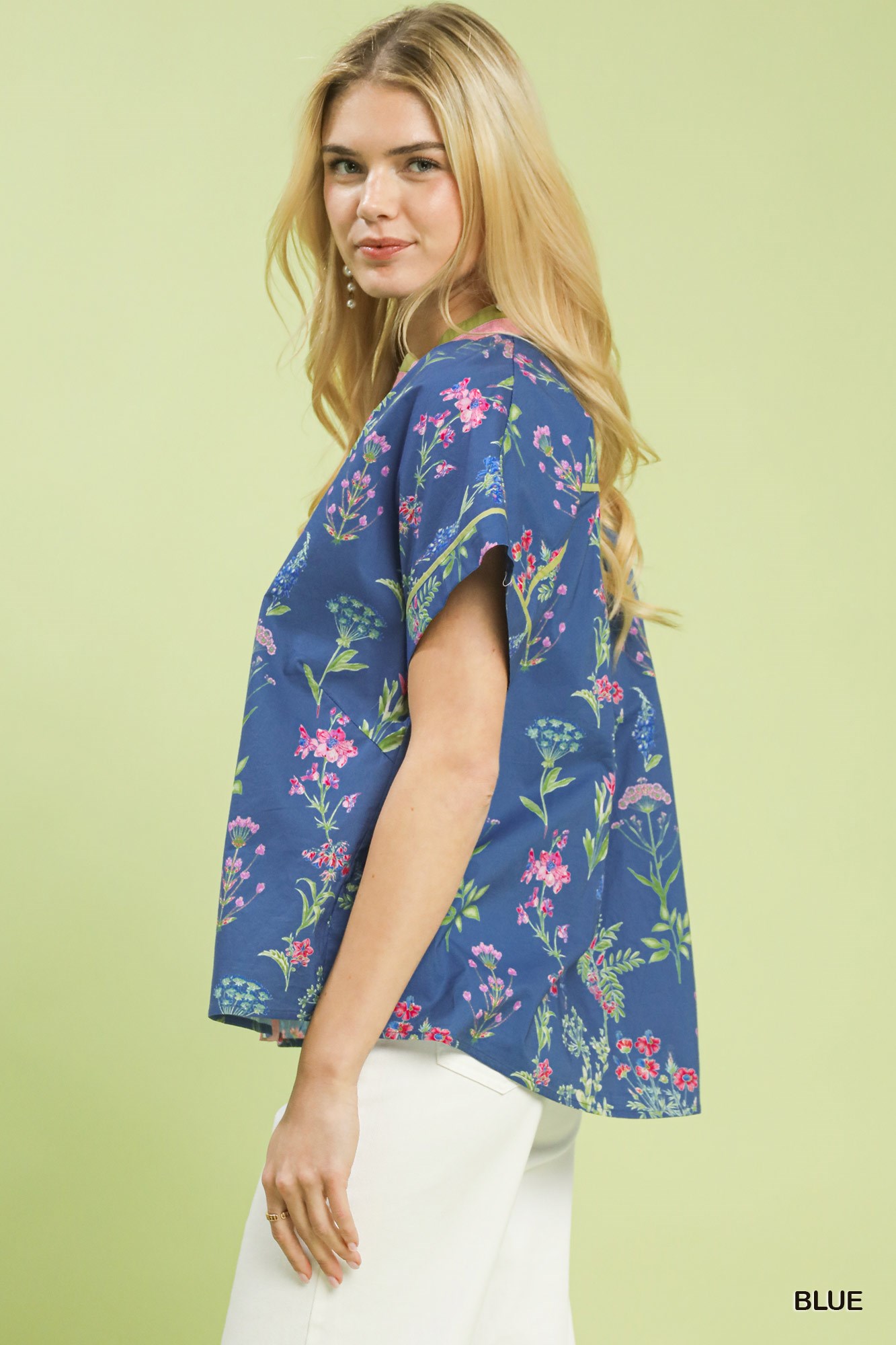 Botanical Floral Button Front Top, image 3