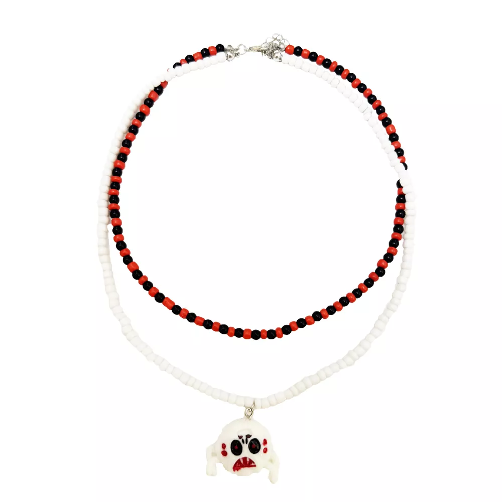 Gothic Skull Bead Double Layered Necklace, image 6