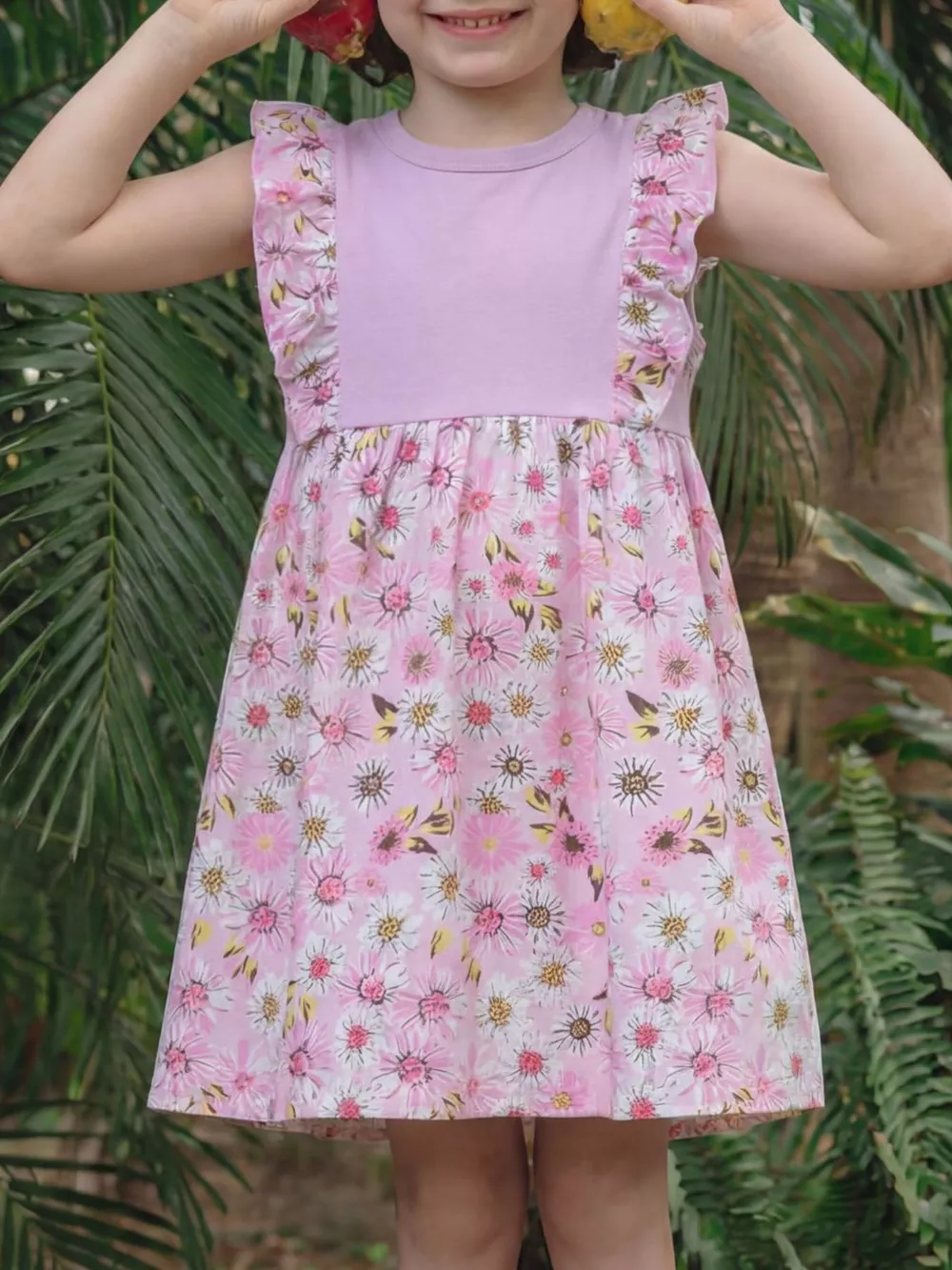 Children's Floral Ruffle Sleeve Dress