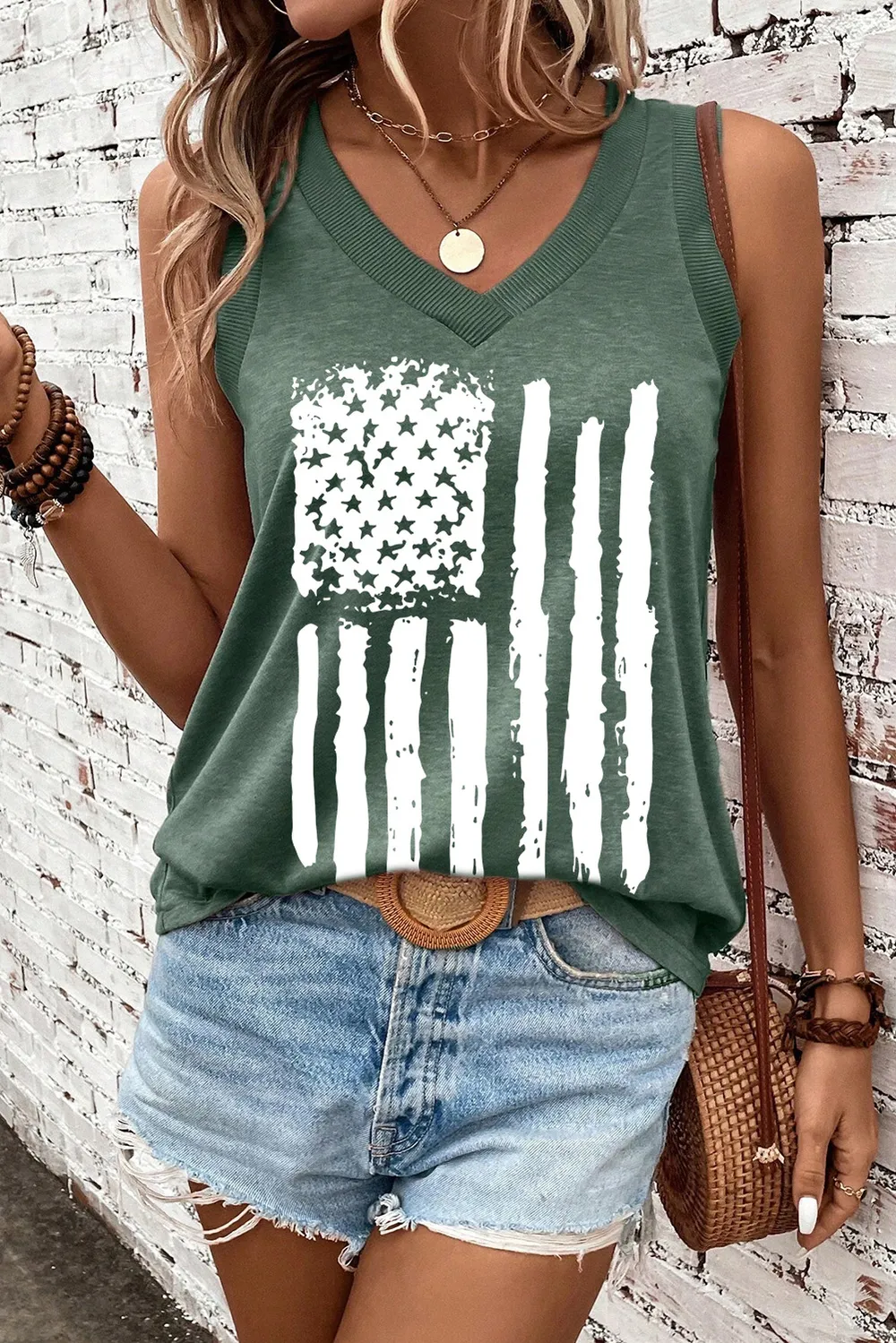 US Flag V-Neck Tank, image 2