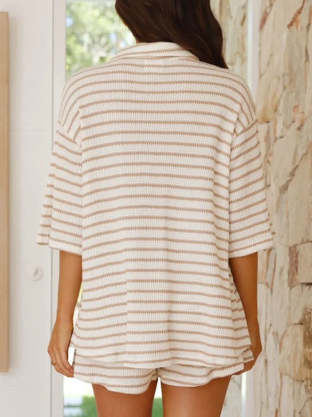 Striped Half Sleeve Top and Shorts Set, image 10