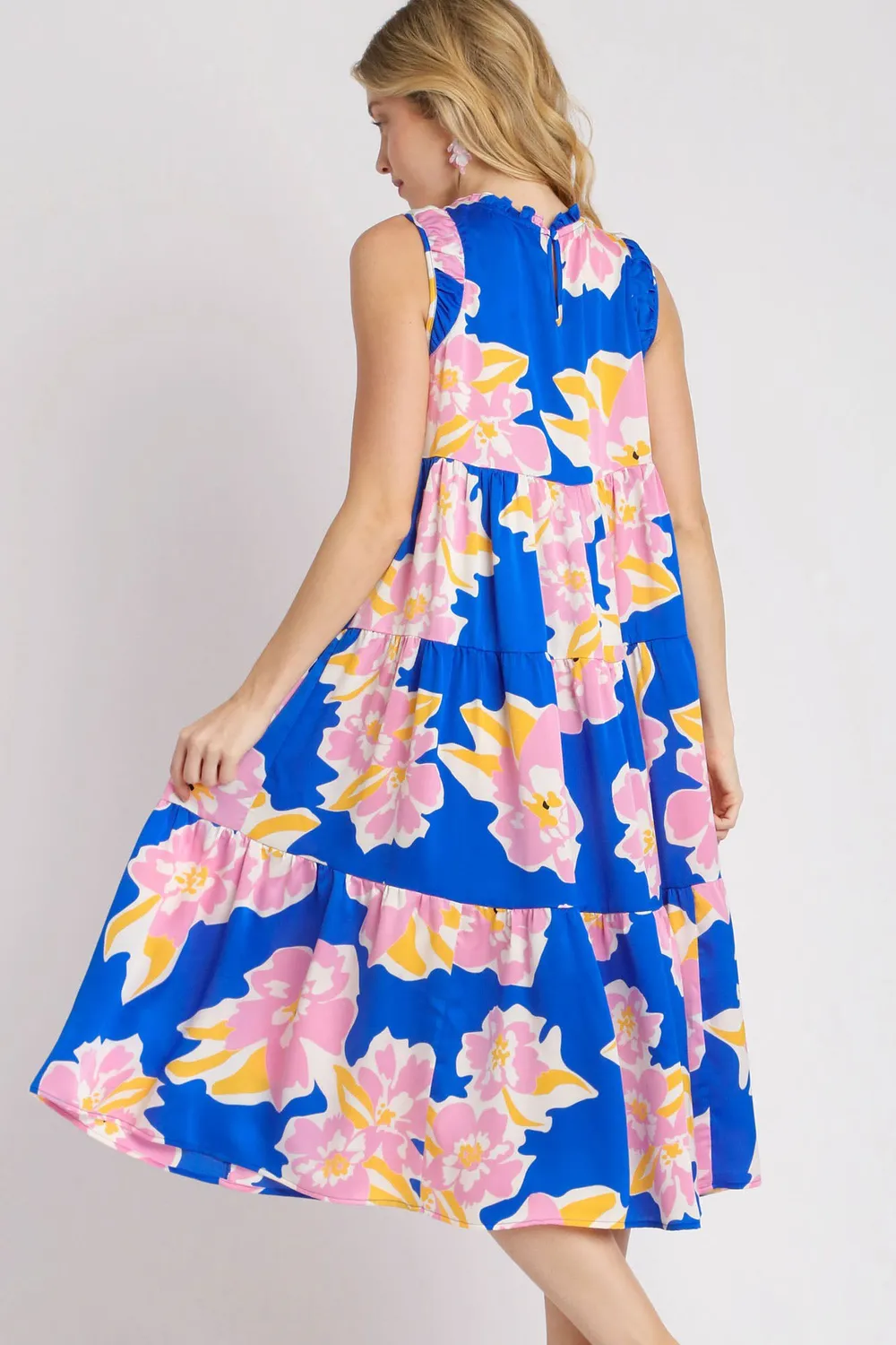 Full Size Floral Tiered Midi Tank Dress Plus Size, image 4