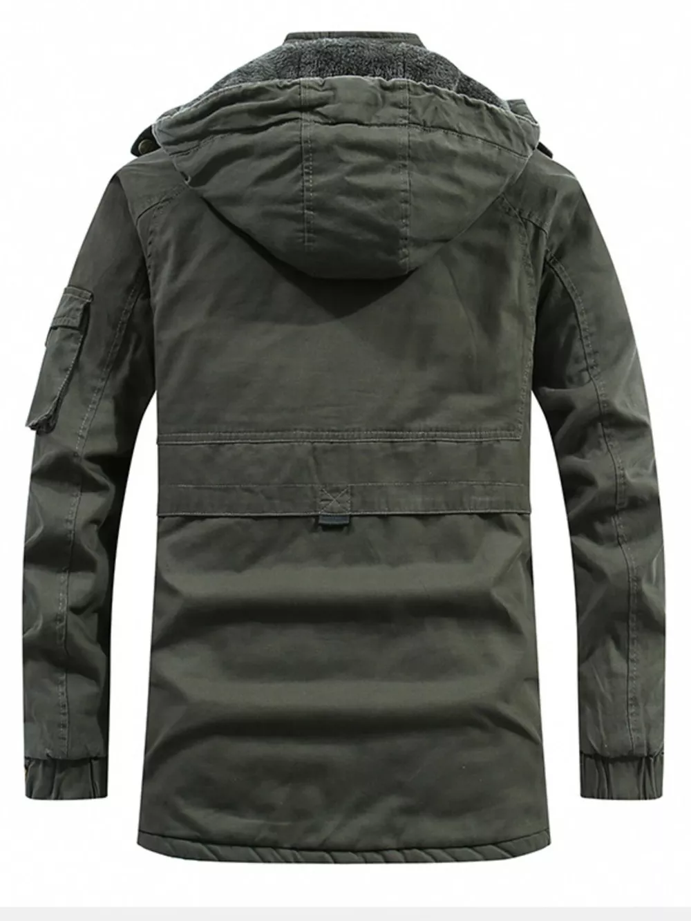 Men's Plus Size Drawstring Zip Up Hooded Jacket, image 5