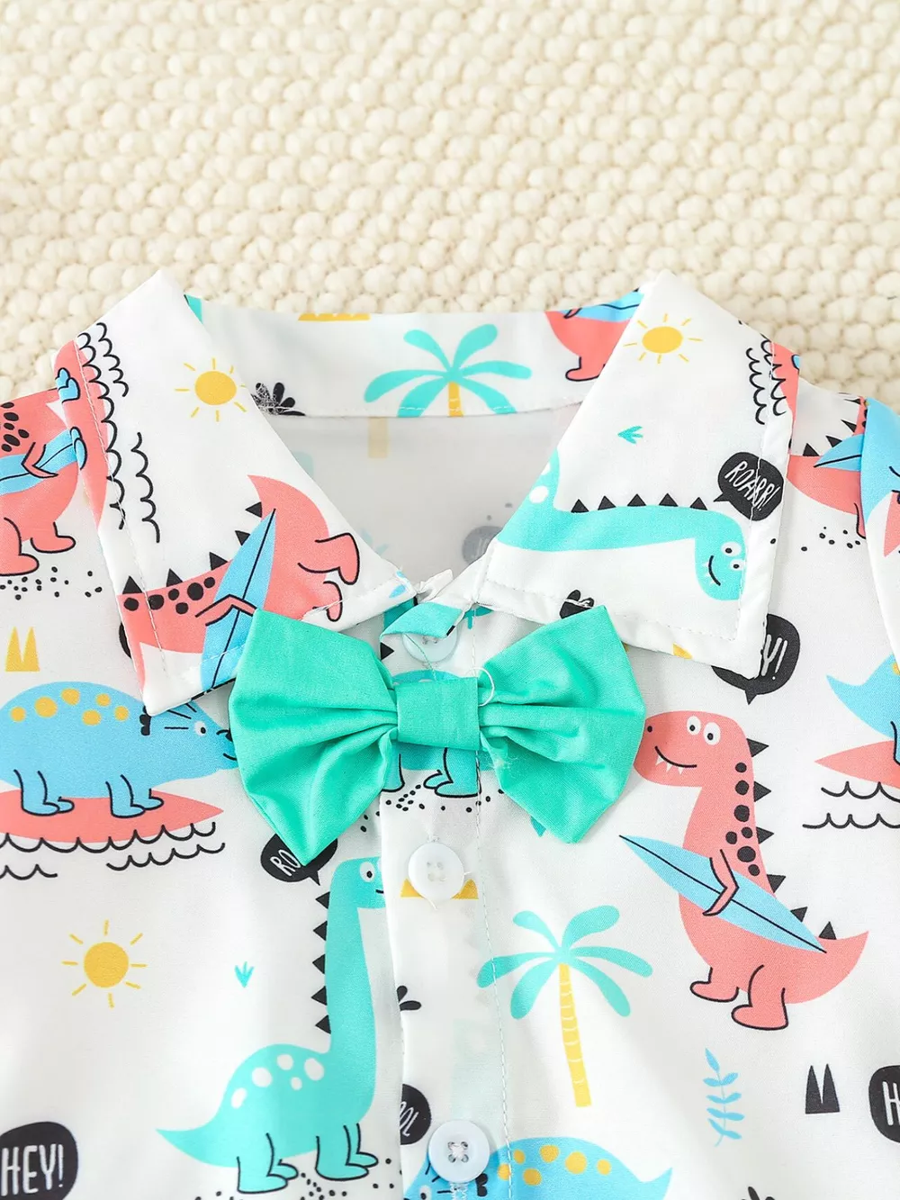 Children's Dinosaur Print Bodysuit & Suspender Shorts Set, image 3
