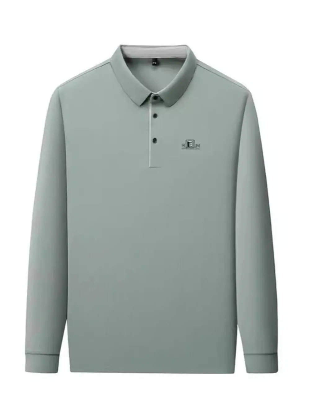 Men's Plus Size Button Detail Long Sleeve Polo, image 3
