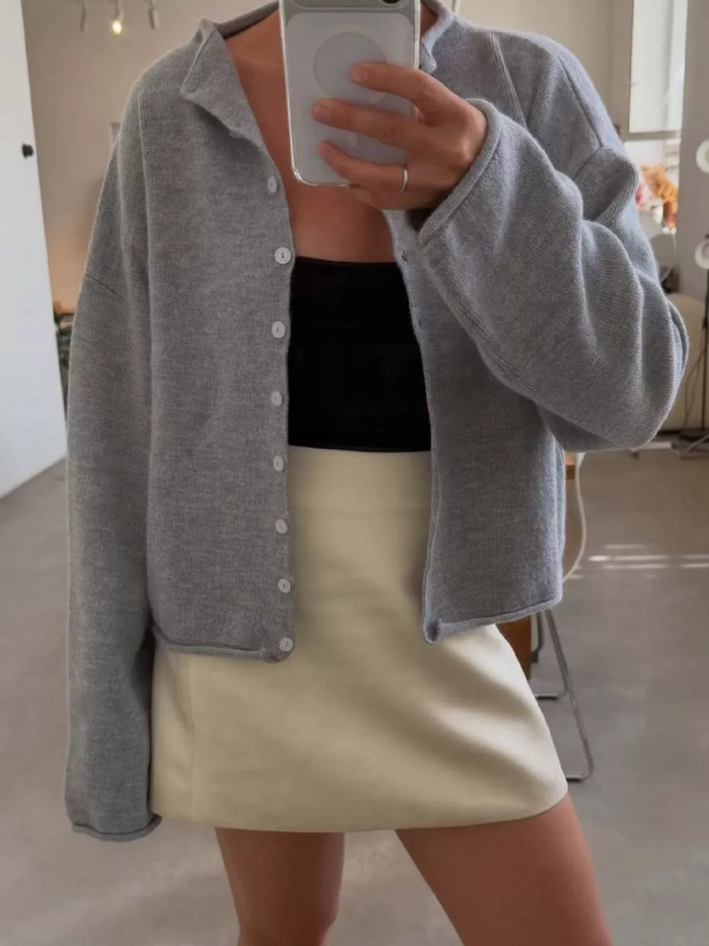Mock Neck Button-Down Knit Cardigan, image 15