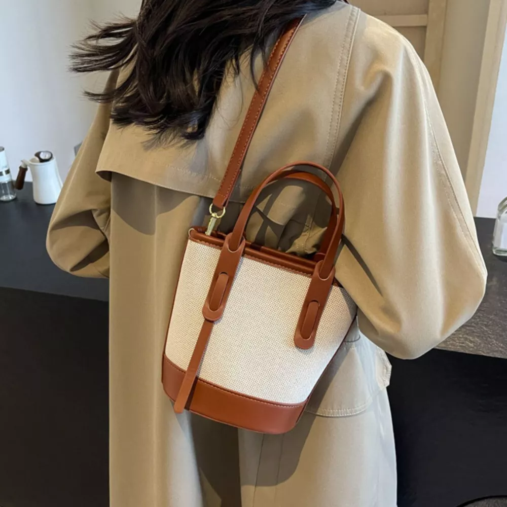 Canvas Bucket Crossbody Bag, image 4