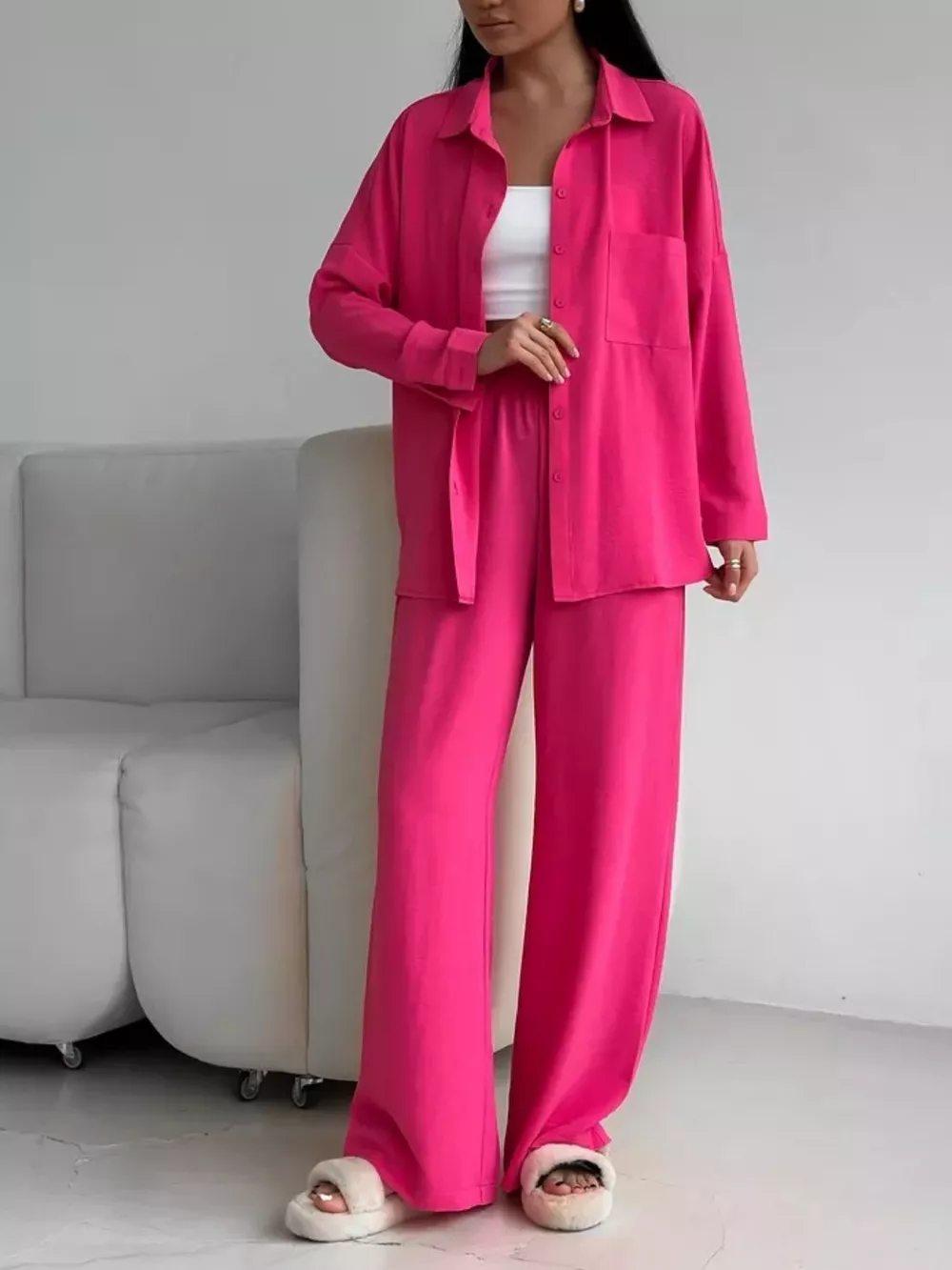 Button Up Long Sleeve Shirt and Pants Set, image 24