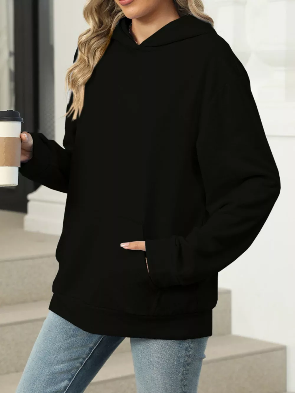 Kangaroo Pocket Long Sleeve Hoodie, image 12