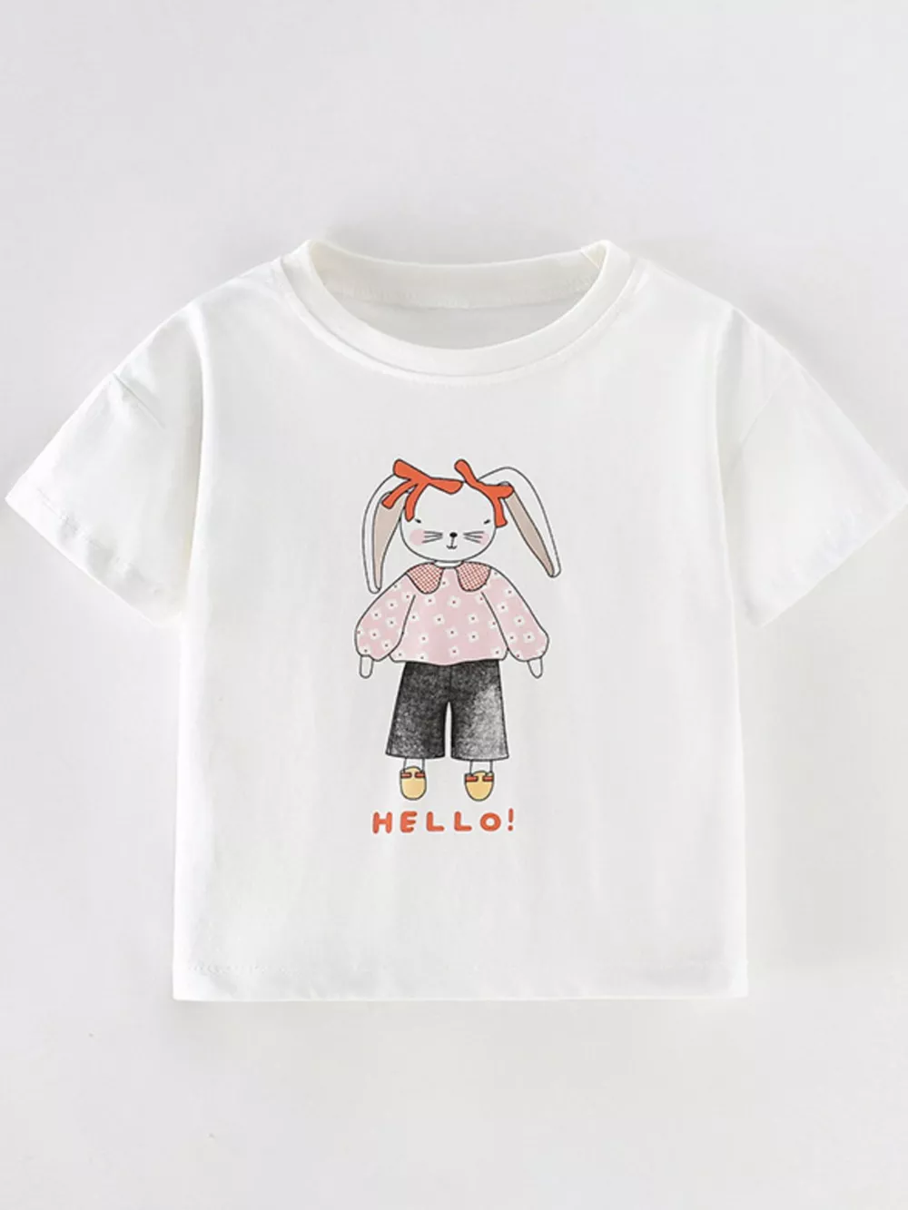 Children's Cute Bunny Graphic Short Sleeve T-Shirt