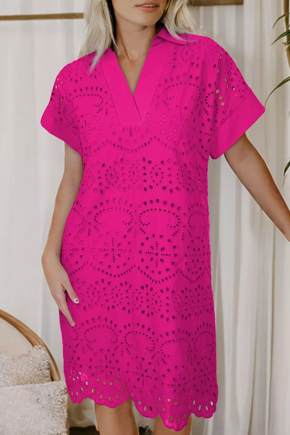 Eyelet Short Sleeve Dress, image 3
