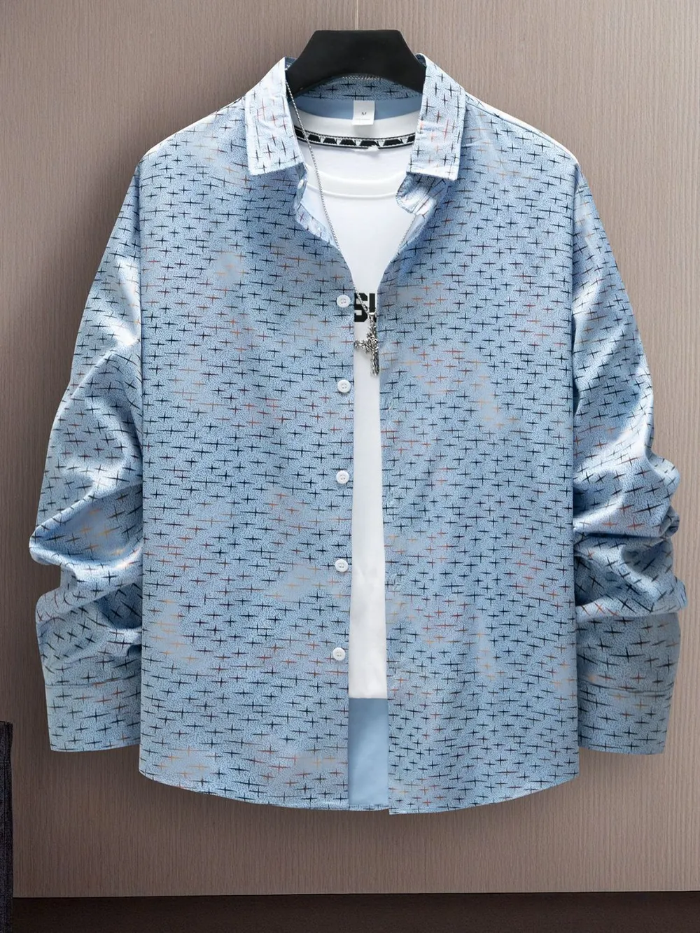 Men's Full Size Collared Neck Long Sleeve Shirt Plus Size, image 8