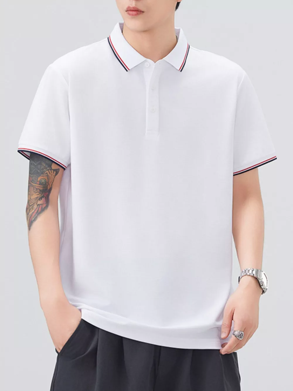 Men's Plus Size Button Detail Short Sleeve Polo, image 10