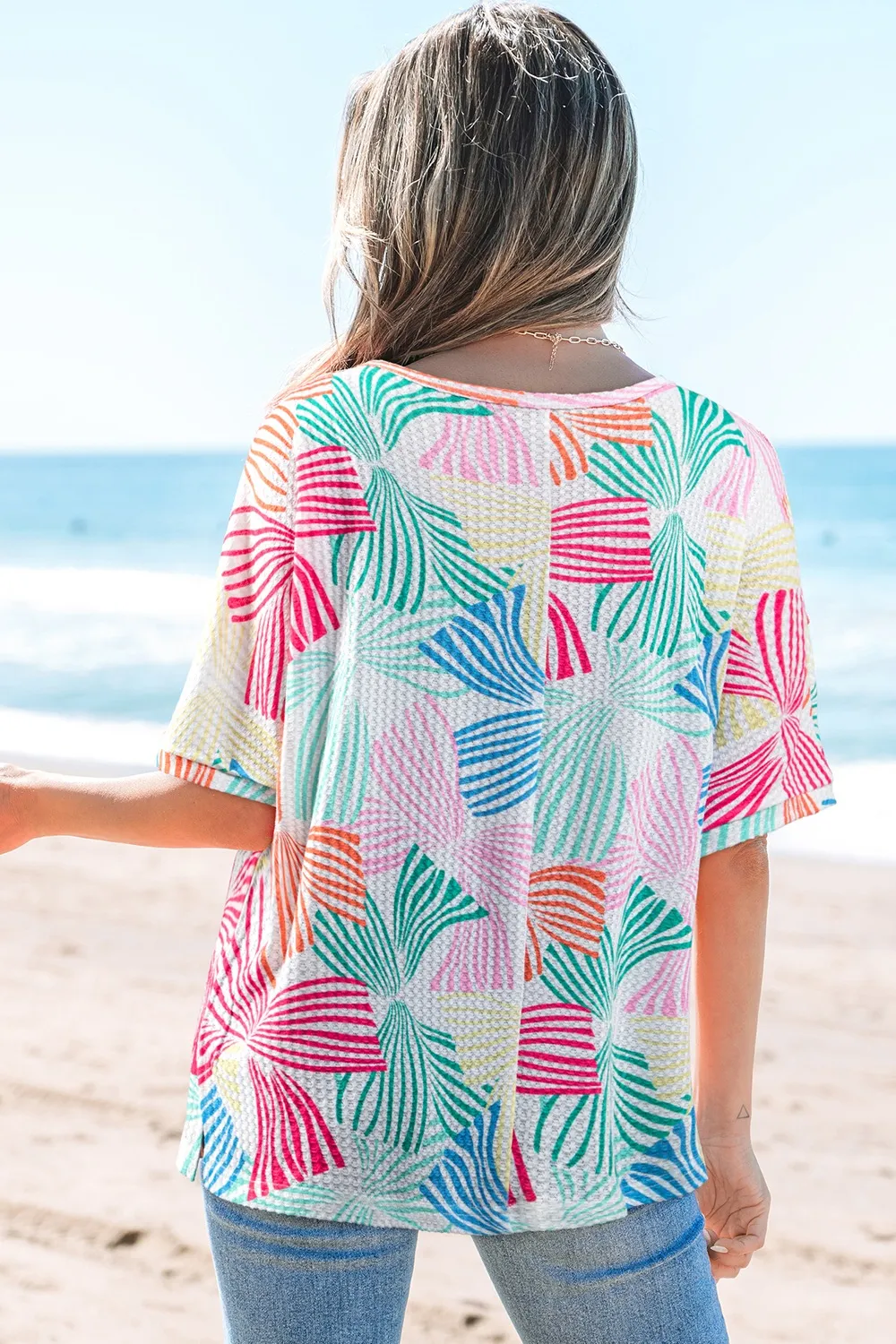 Printed Round Neck Half Sleeve Top, image 2