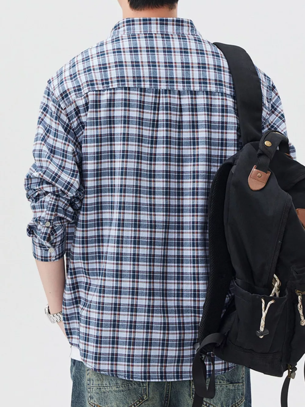 Men's Plus Size Plaid Button Up Long Sleeve Shirt, image 7