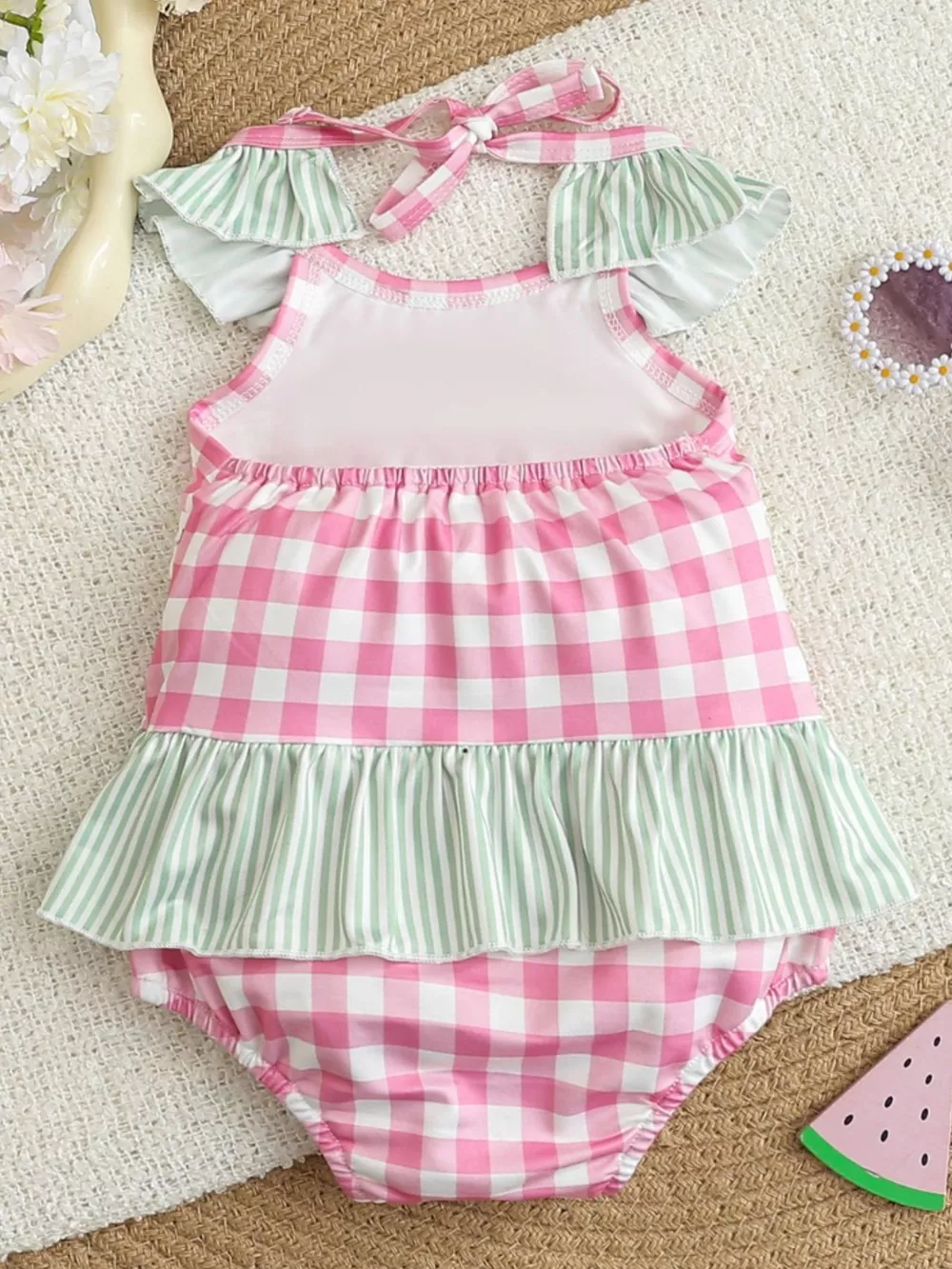 Children's Watermelon Gingham Ruffle One-Piece, image 7
