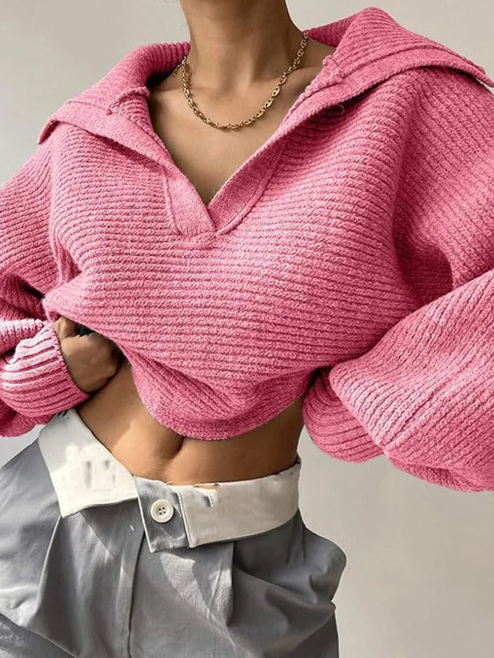 Johnny Collar Long Sleeve Sweater, image 20