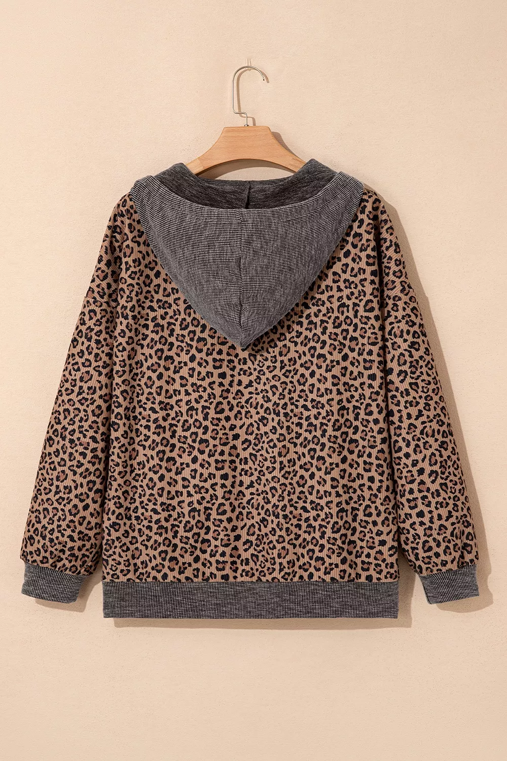 Leopard Print Quarter-Zip Hoodie, image 5