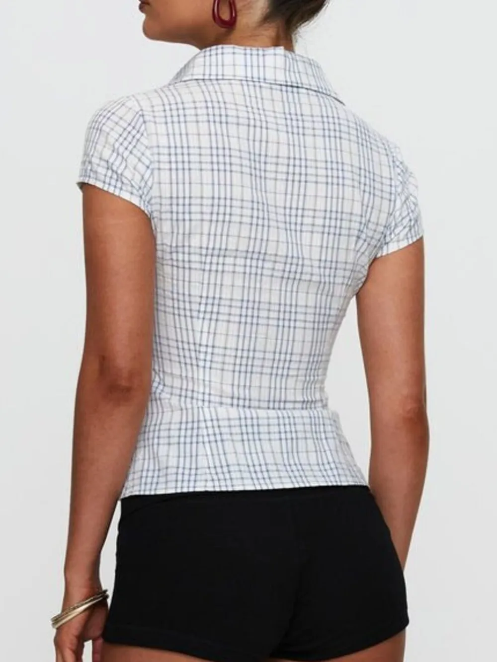 Plaid Short Sleeve Button-Up Shirt, image 9