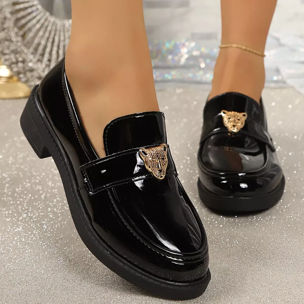 Round Toe Block Heel Loafers, image 8