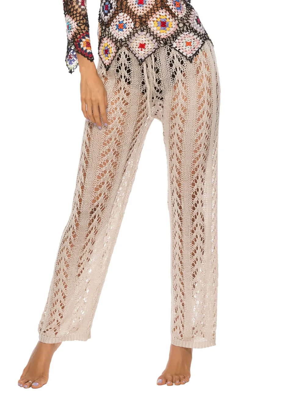 Cutout Drawstring High Waist Swim Pants, image 6