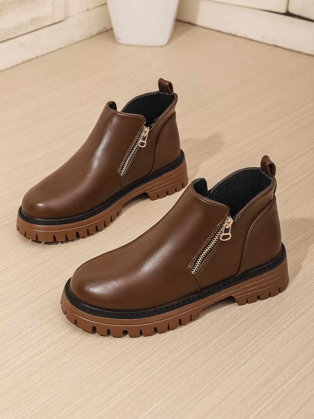 Leather Chelsea Boots with Side Zipper