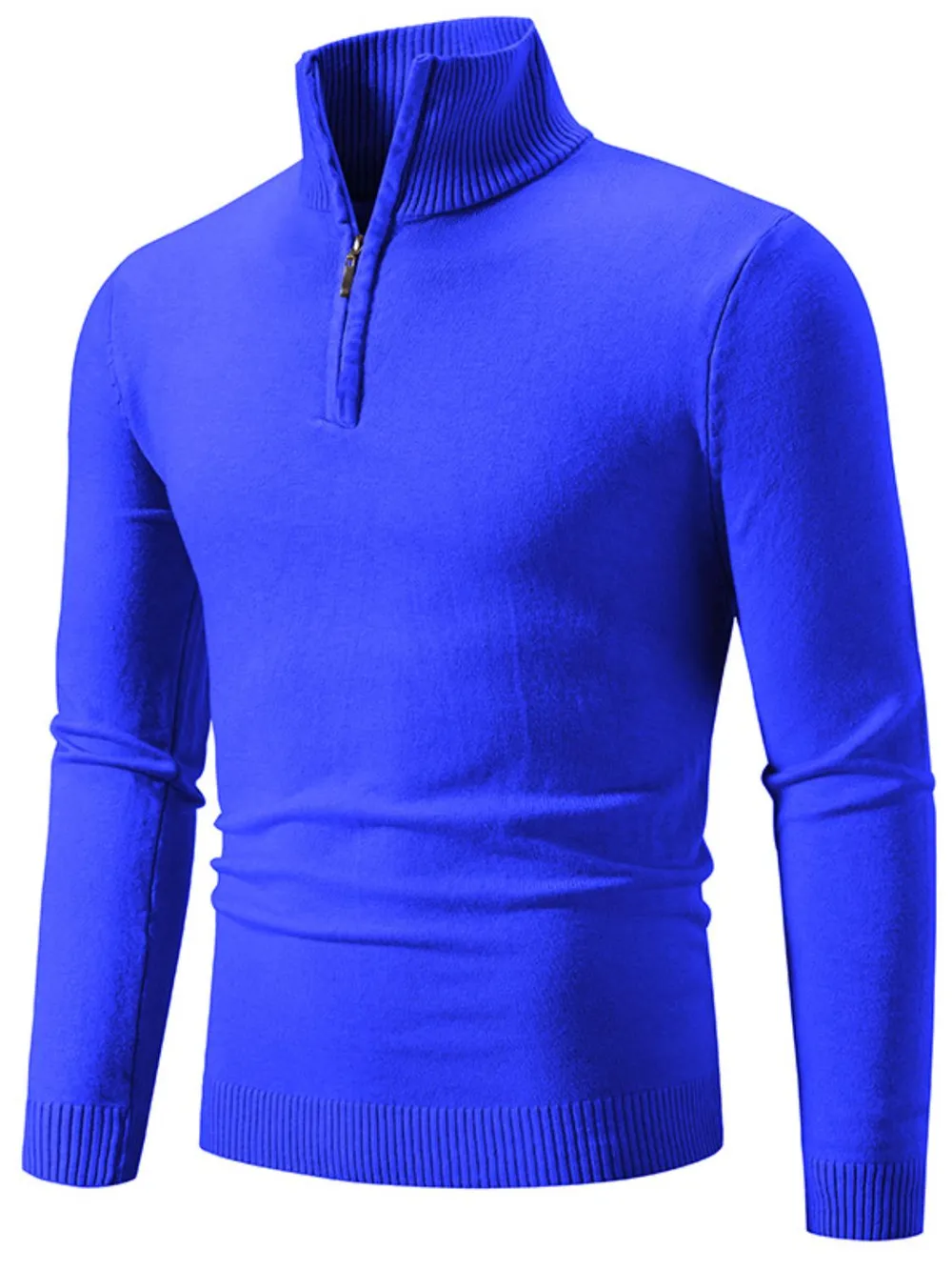 Men's Plus Size Quarter Zip Long Sleeve Knit Top, image 9