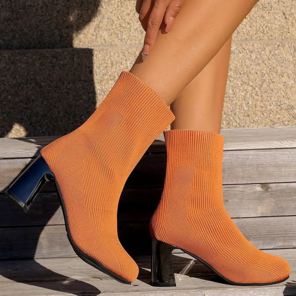 Round Toe Block Heels Boots, image 8