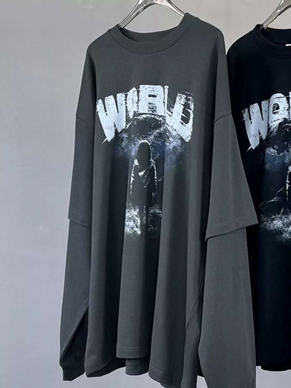 Men's World Graphic Long Sleeve T-Shirt, image 2
