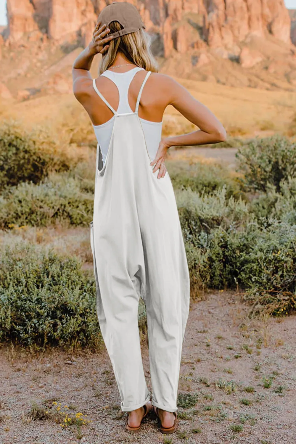 Full Size V-Neck Sleeveless Jumpsuit with Pockets, image 9