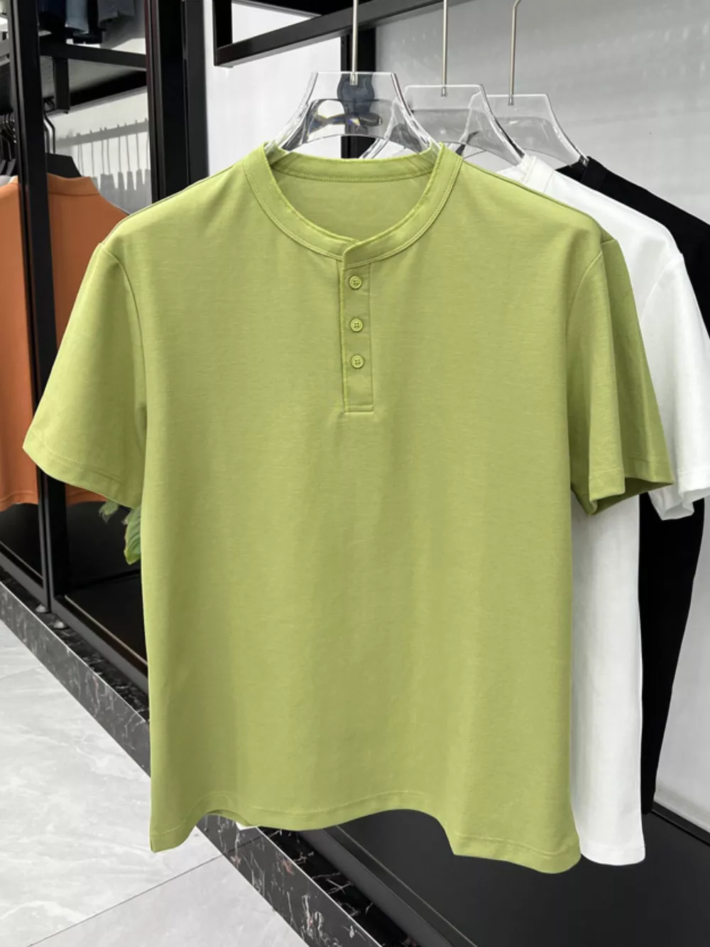 Men's Plus Size Button Detail Short Sleeve T-Shirt, image 2