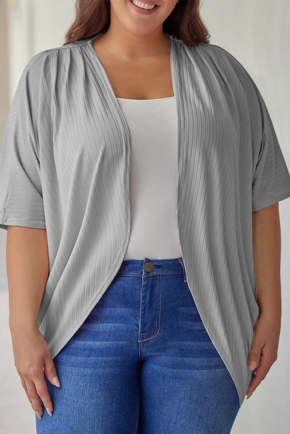 Plus Size Ribbed Cocoon Cover Up, image 5