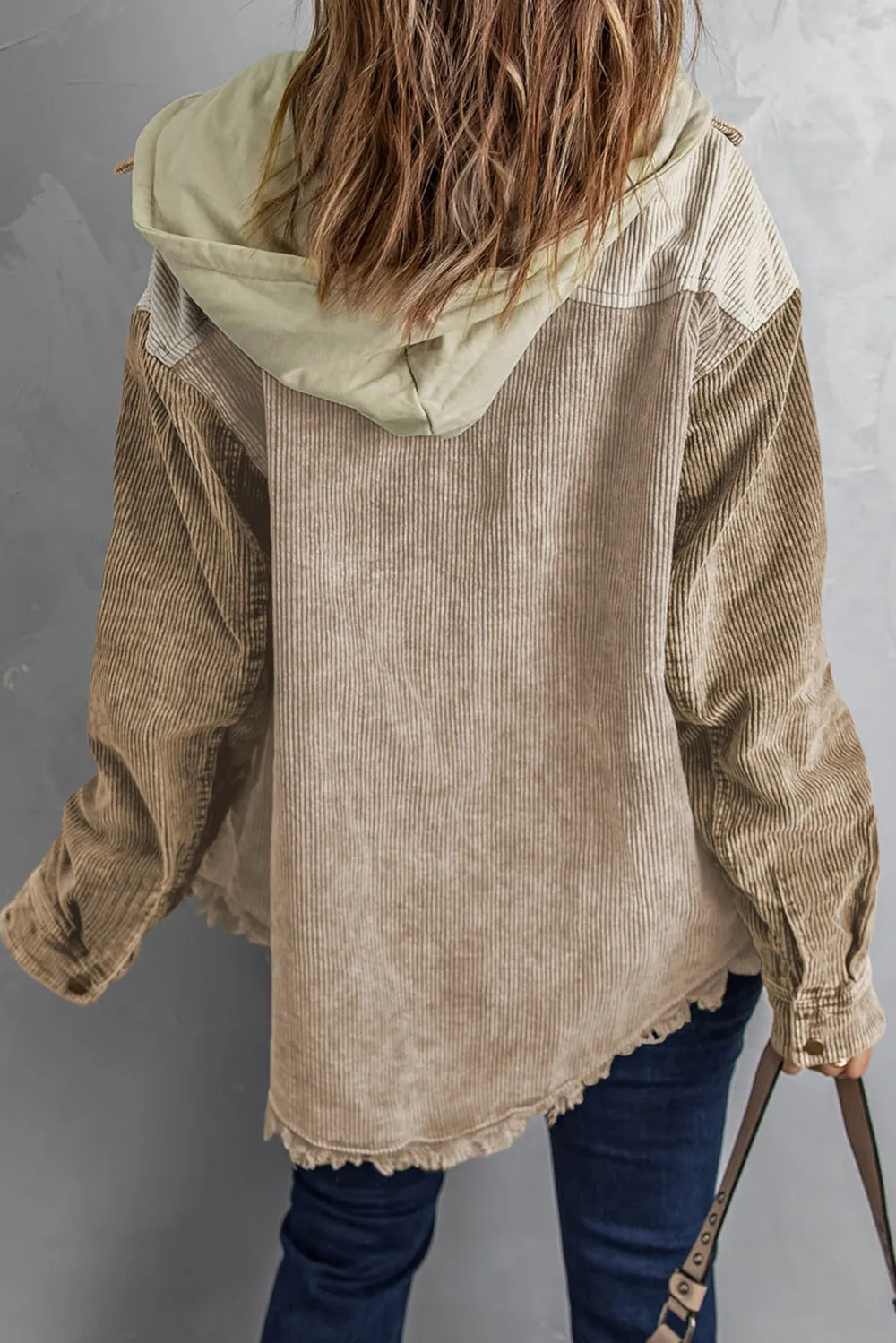 Snap Front Hooded Corduroy Shacket, image 6