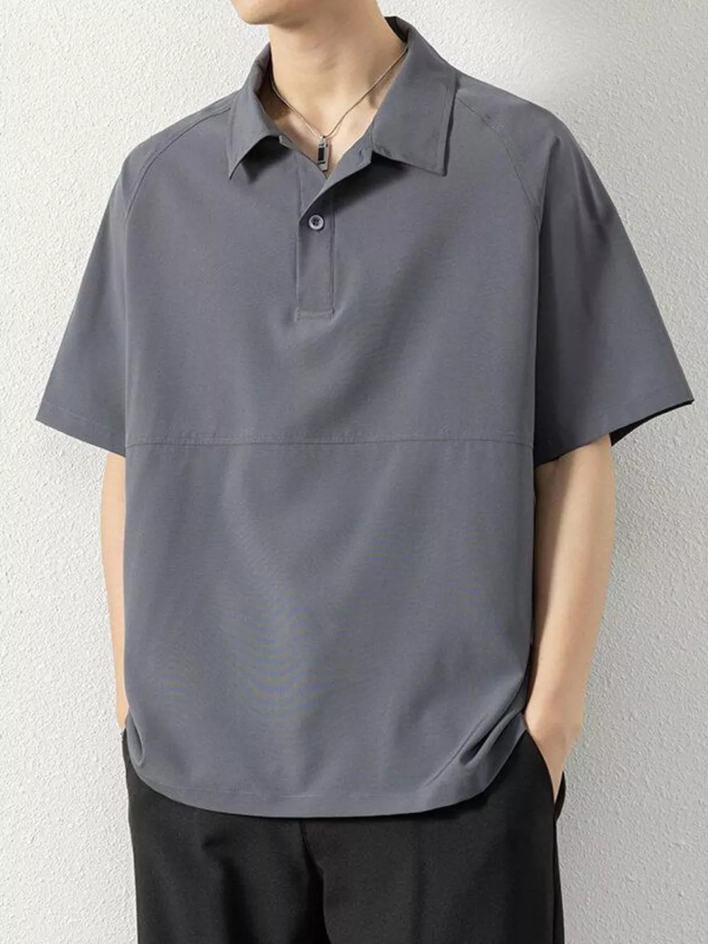 Men's Plus Size Button Detail Short Sleeve Polo, image 7