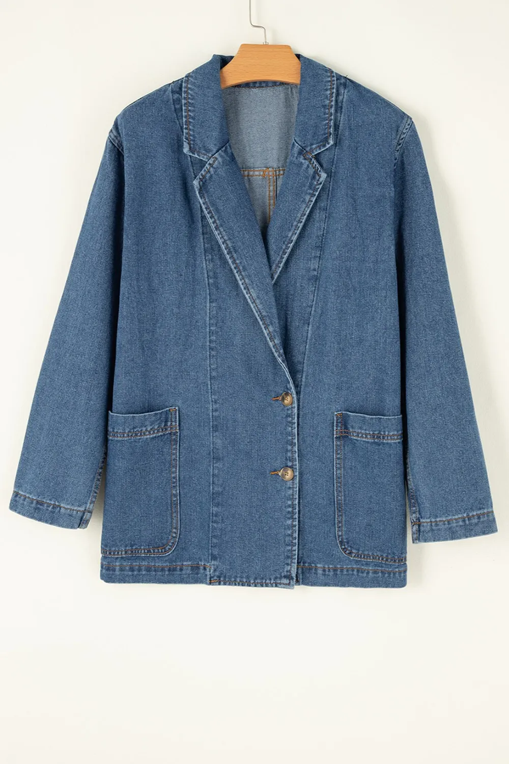 Pocketed Long Sleeve Denim Jacket, image 9