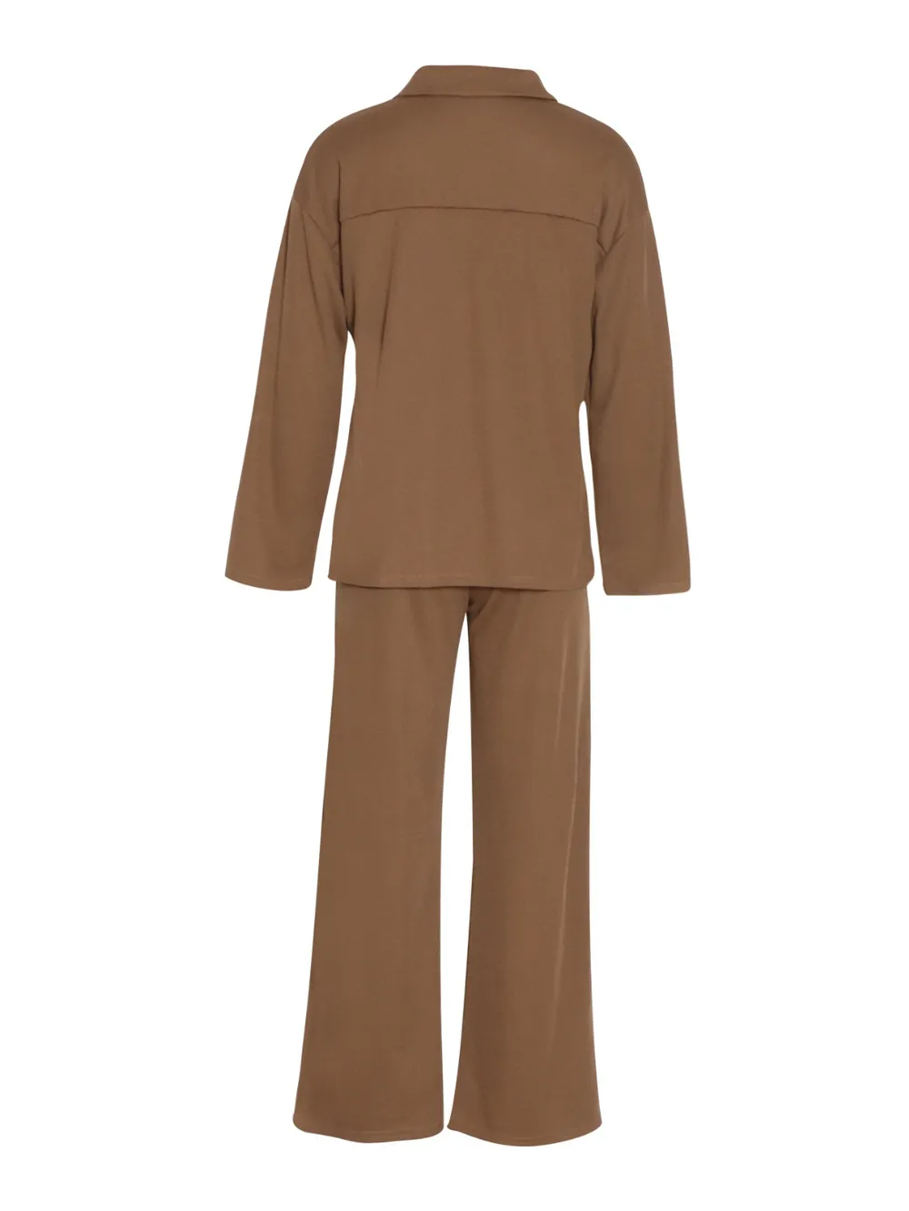 Collared Neck Long Sleeve Top and Drawstring Pants Set, image 3
