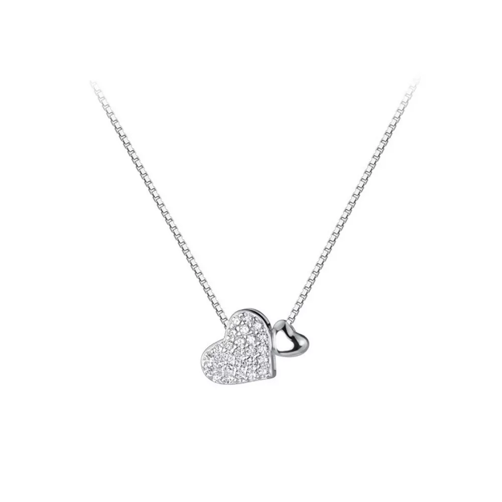 925 Sterling Silver Zircon Heart Necklace, image 3