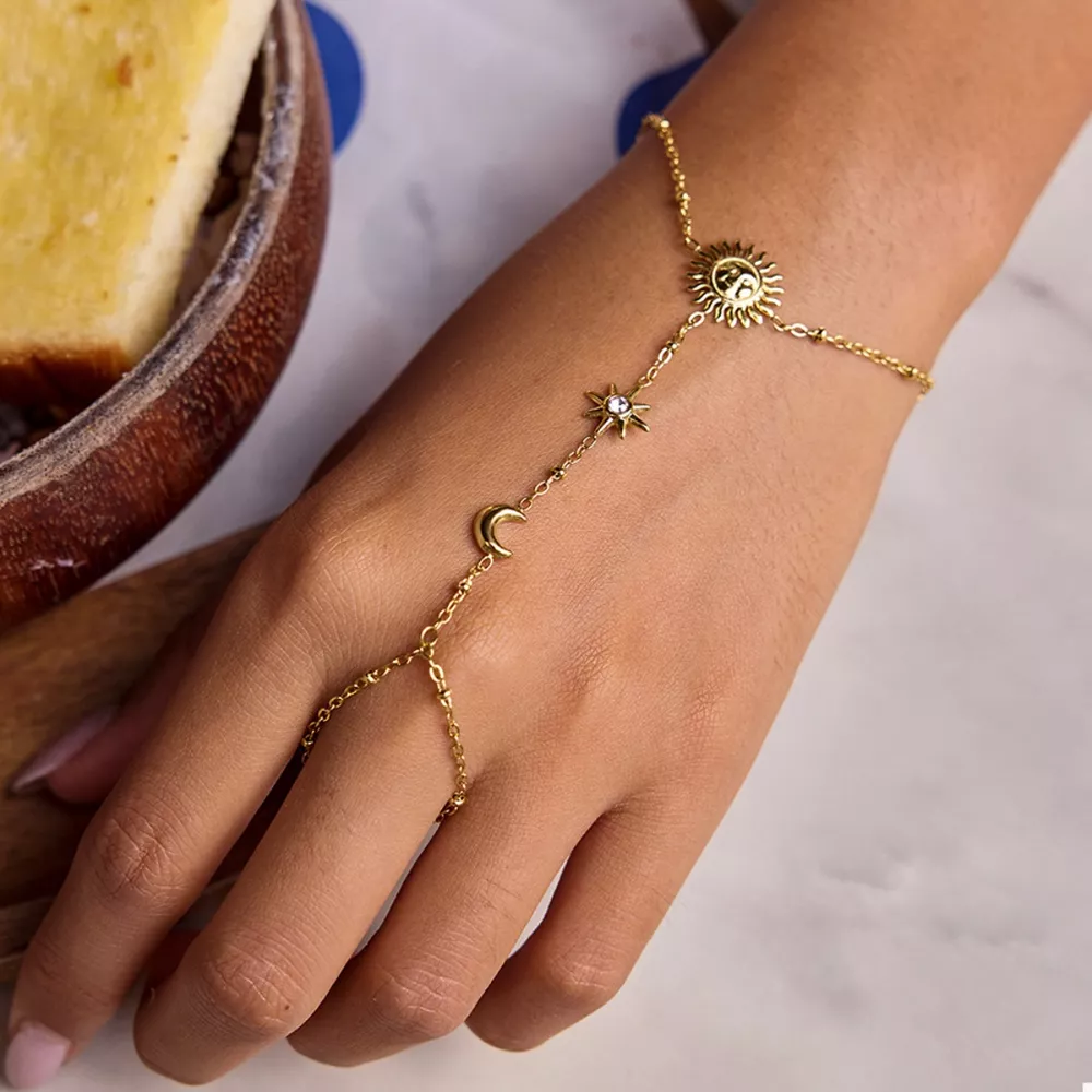 18K Gold-Plated Chain Sun Bracelet, image 3