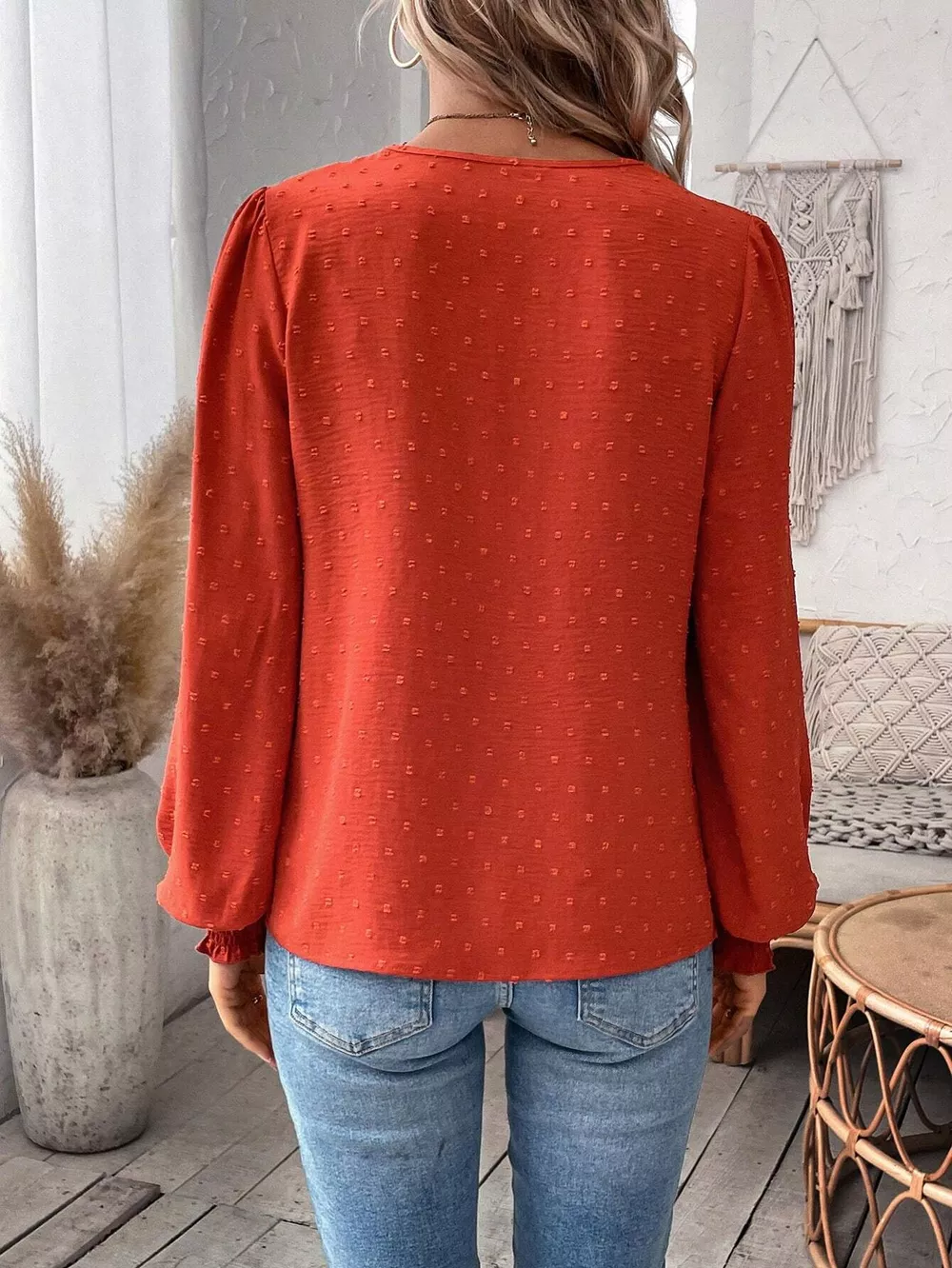 Lace Trim Long Sleeve Blouse, image 11